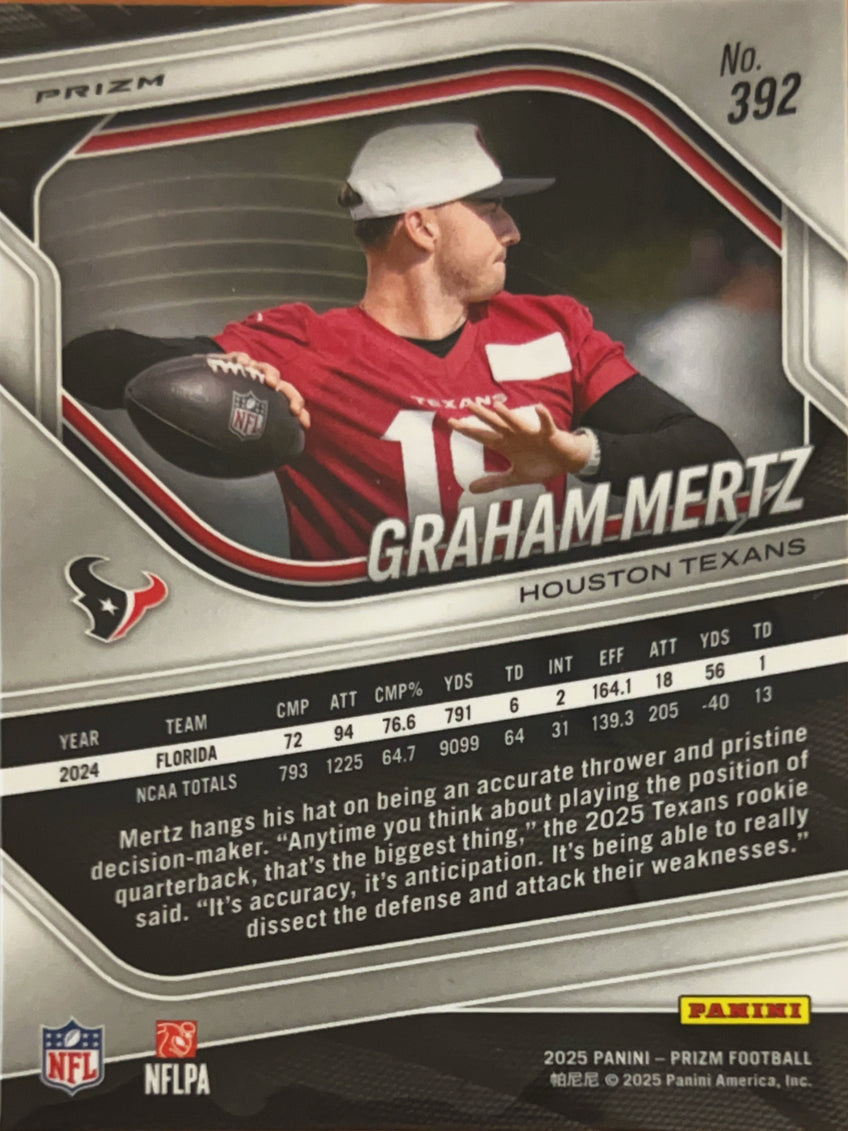 2025 Panini Prizm Graham Mertz #392 White Disco RC