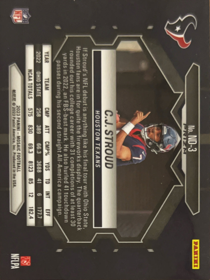 2023 Panini Mosaic Mosaic NFL Debut C.J. Stroud #ND-3 Green RC