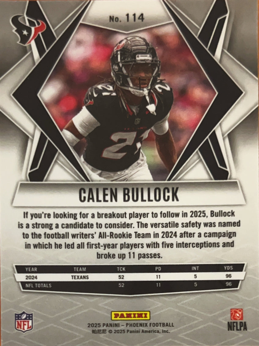 2025 Panini Phoenix Football Calen Bullock #114 Silver Prizm
