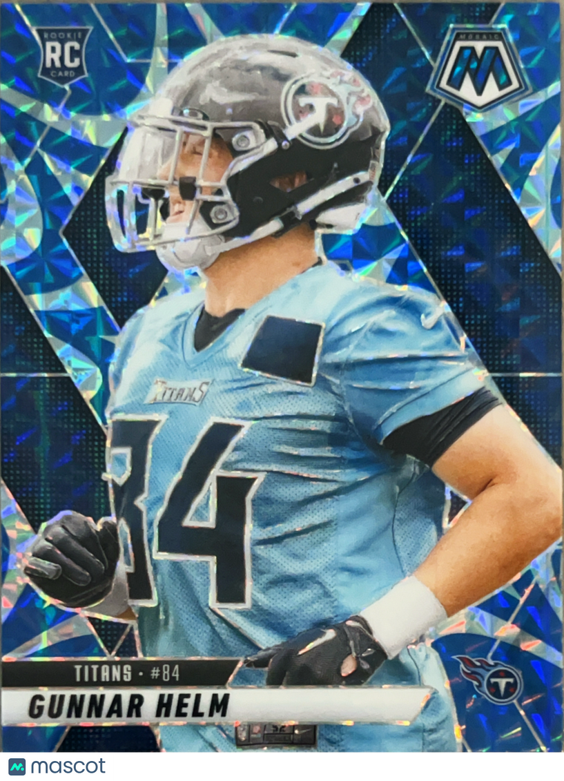 2025 Panini Mosaic Football Gunnar Helm #394 Reactive Blue RC