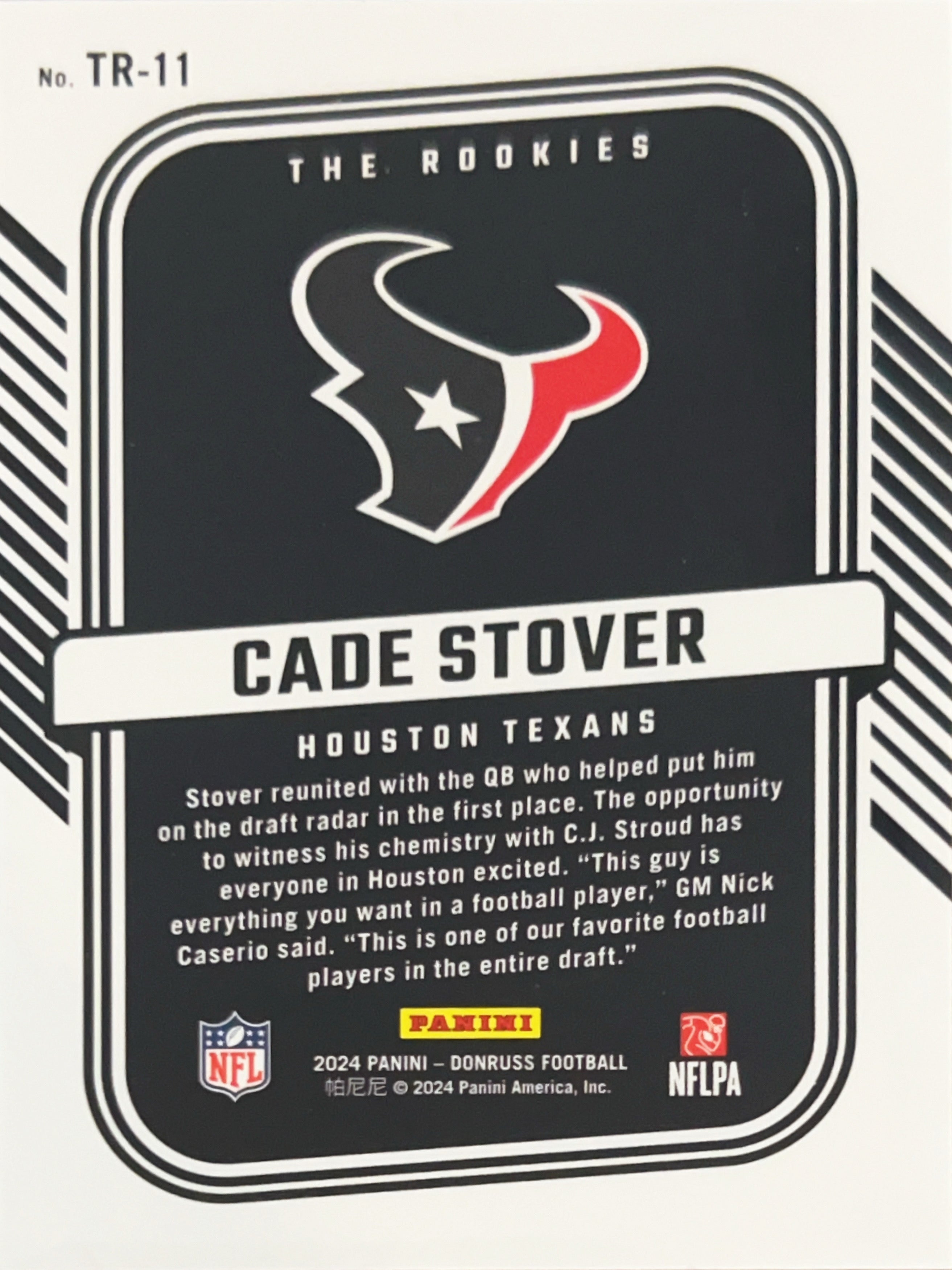2024 Panini Donruss The Rookies Cade Stover #TR-11 Prizm
