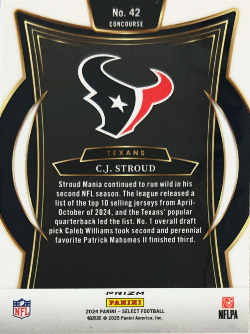 2025 Panini Select Prizm Concourse C.J. Stroud #42 Black and Red Shock
