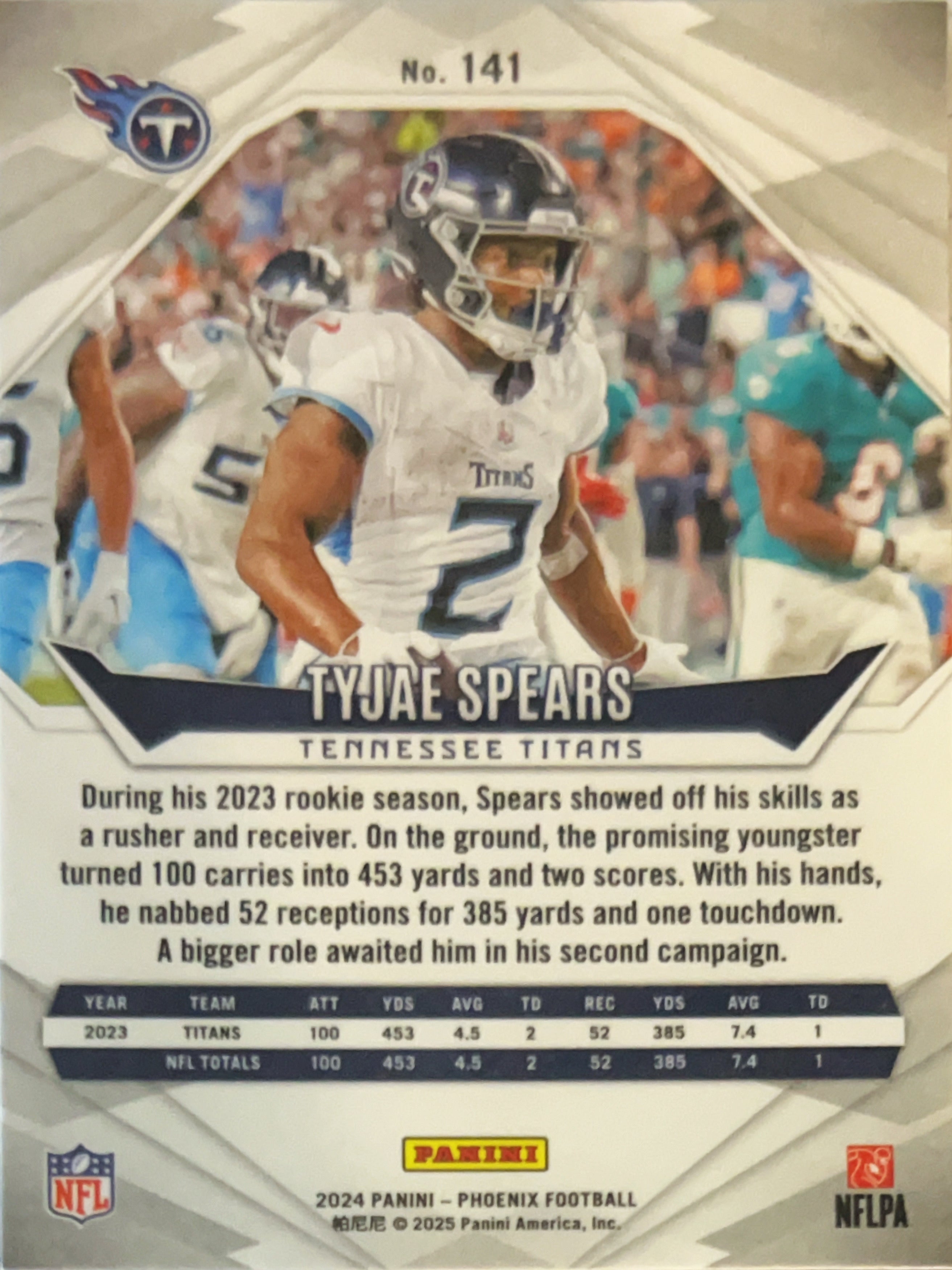 2025 Panini Phoenix Tyjae Spears #141 Purple