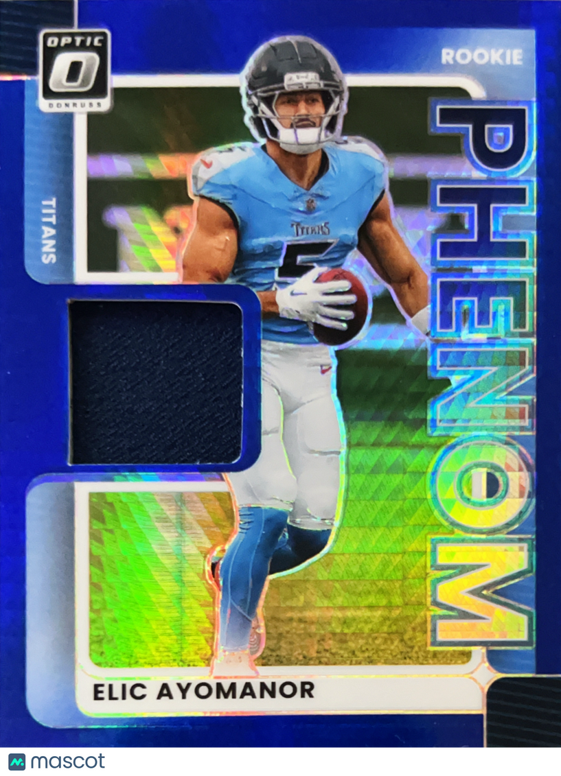2025 Panini Donruss Optic Prizm Elic Ayomanor #RPBH-EAR Blue Memorabilia