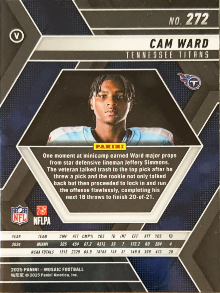 2025 Panini Mosaic Football Cam Ward #272 RC