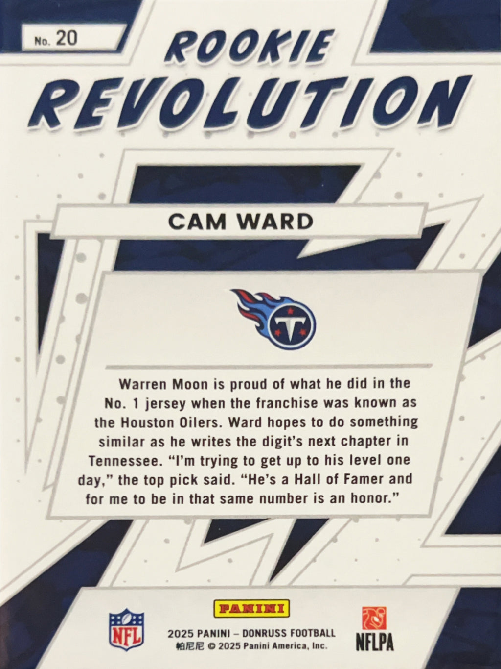2025 Panini Donruss Rookie Revolution Cam Ward #20 RC