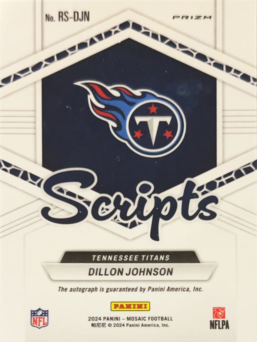 2024 Panini Mosaic Prizm Scripts Dillon Johnson #RS-DJN RC