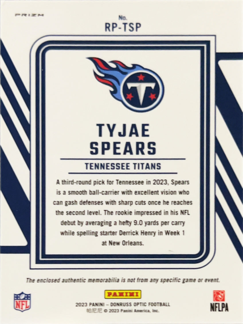 2023 Panini Donruss Optic Rookie Phenom Tyjae Spears #RP-TSP Blue