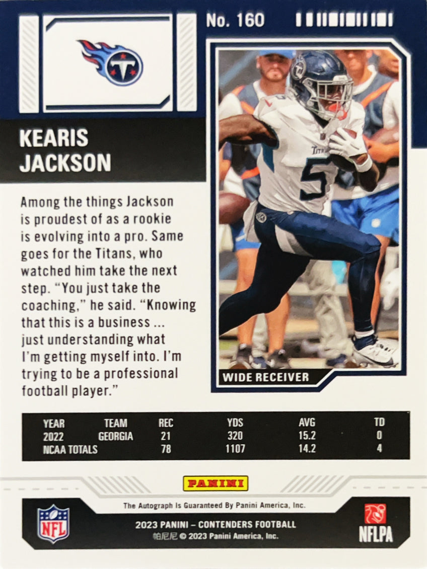 2023 Panini Contenders Football Kearis Jackson #160 RC