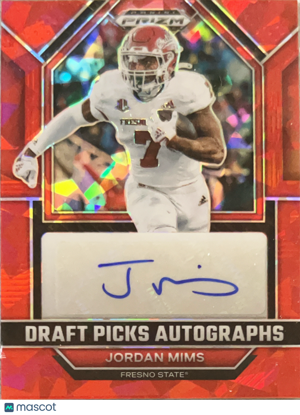 2023 Panini Prizm Draft Picks Jordan Mims #DPA-JOM Red Ice