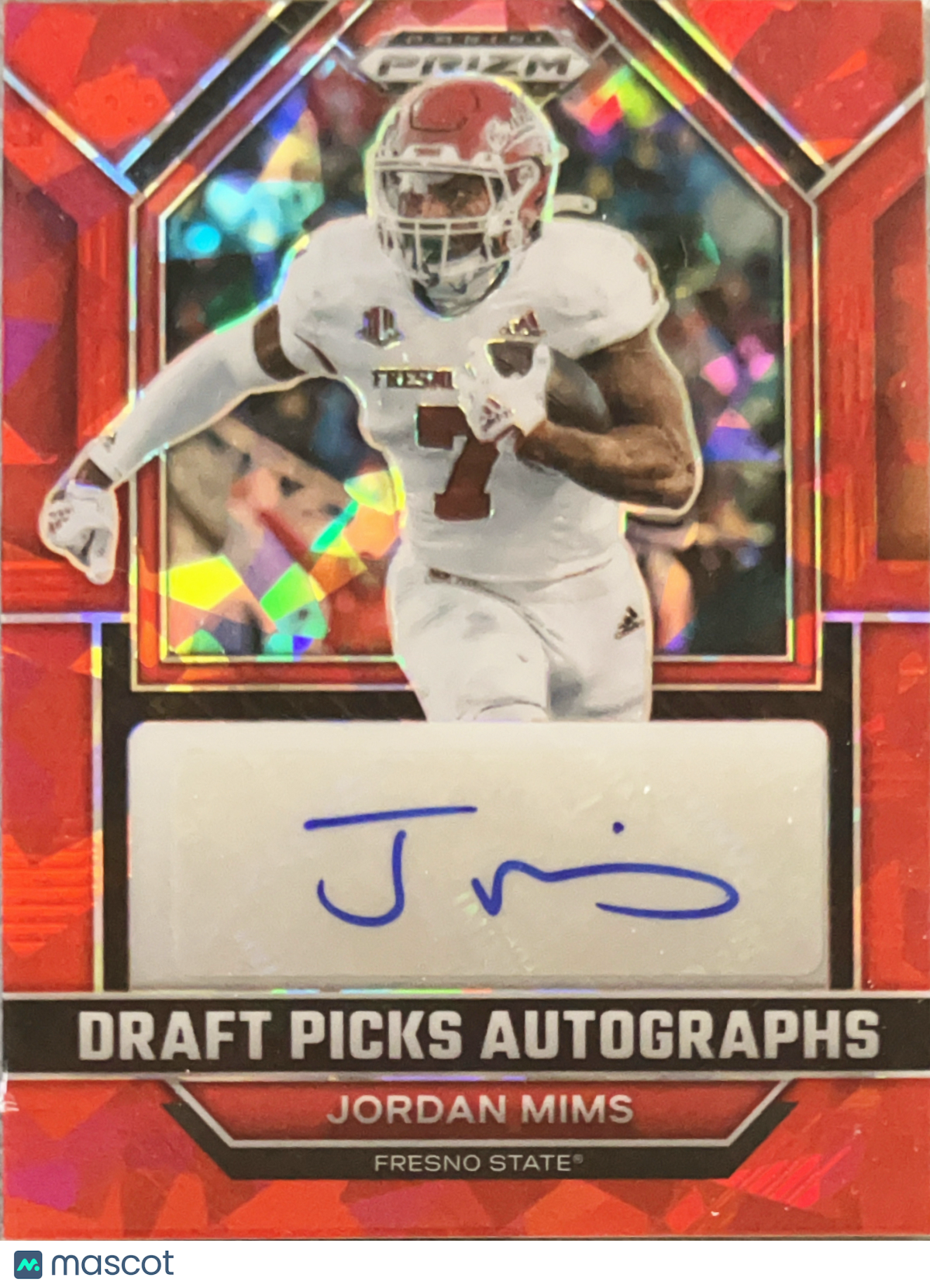 2023 Panini Prizm Draft Picks Jordan Mims #DPA-JOM Red Ice