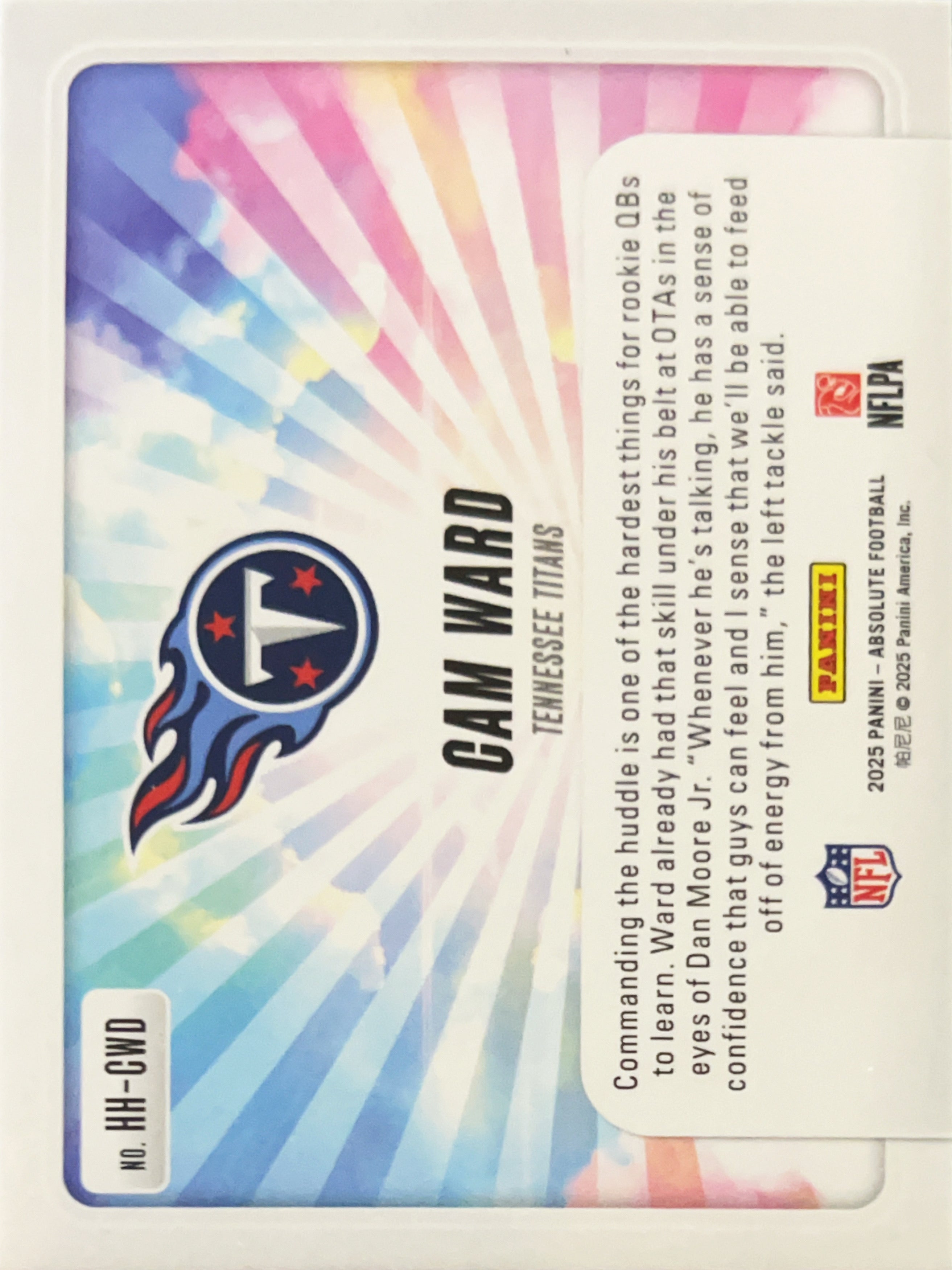 2025 Panini Absolute Hog Heaven Cam Ward #HH-CWD Base RC