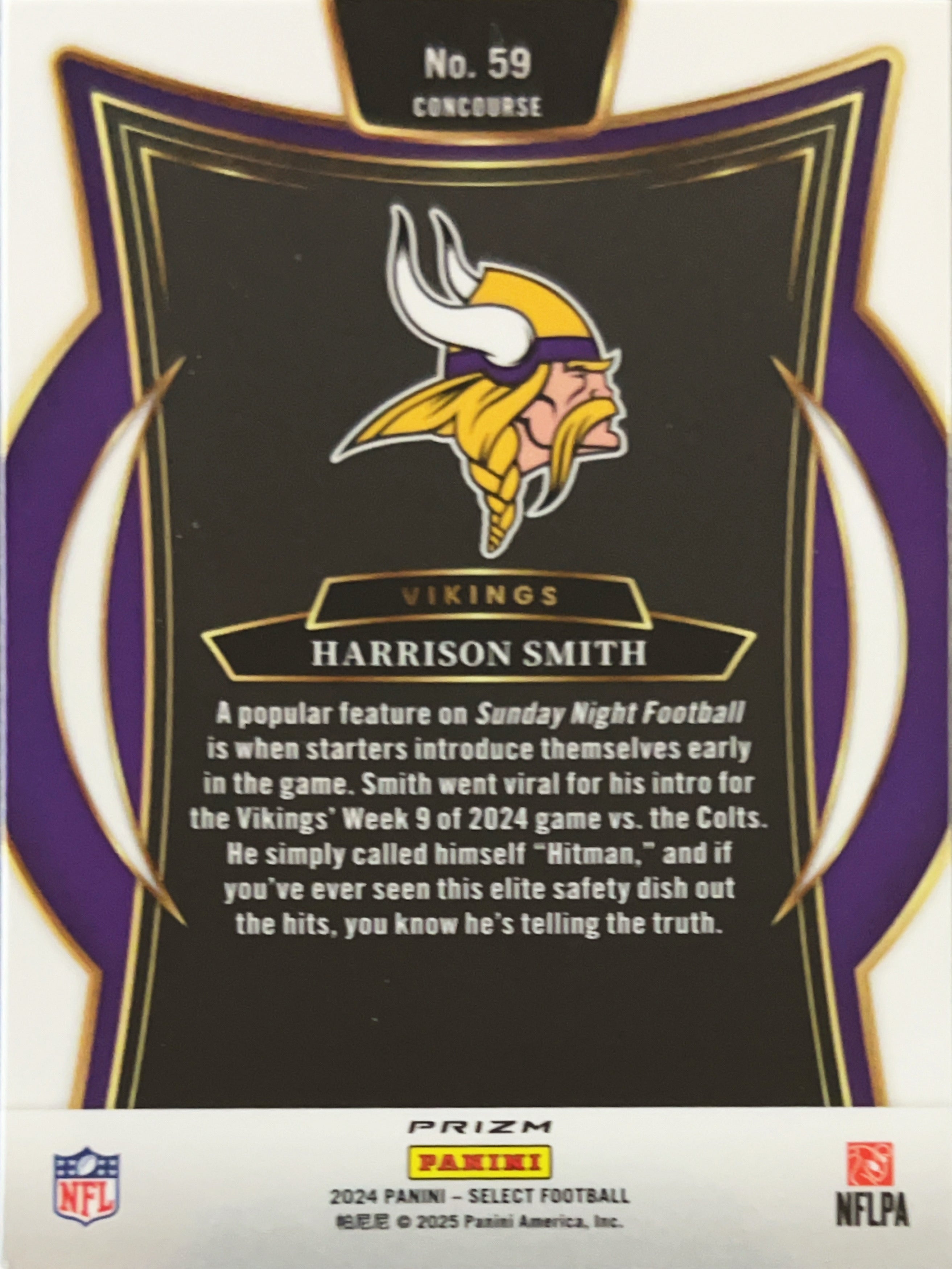 2025 Panini Select Prizm Concourse Harrison Smith #59 Black & Blue