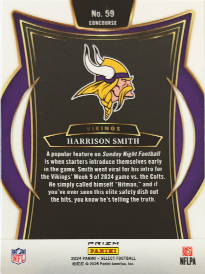 2025 Panini Select Prizm Concourse Harrison Smith #59 Black & Blue