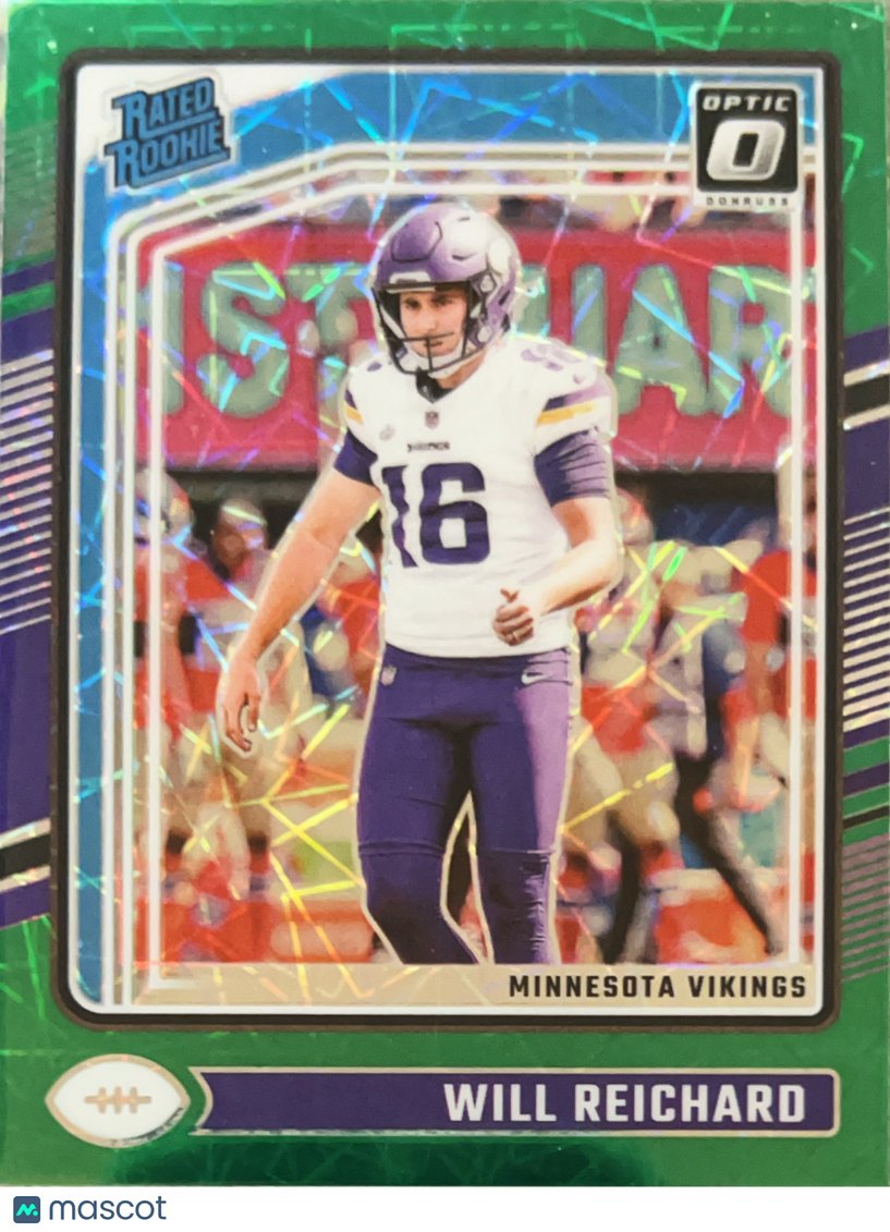 2024 Panini Donruss Optic Prizm Will Reichard #297 Green Velocity