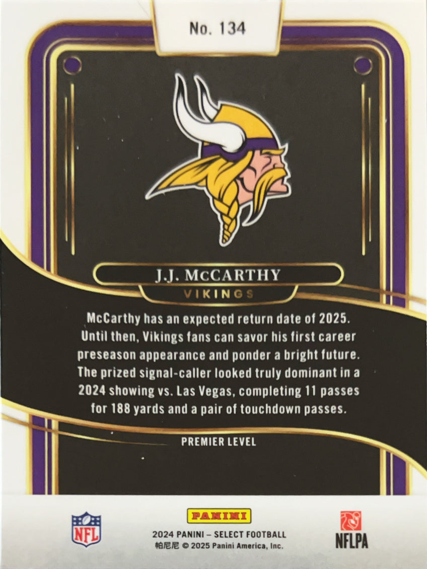 2025 Panini Select Football Premier Level J.J. McCarthy #134 RC