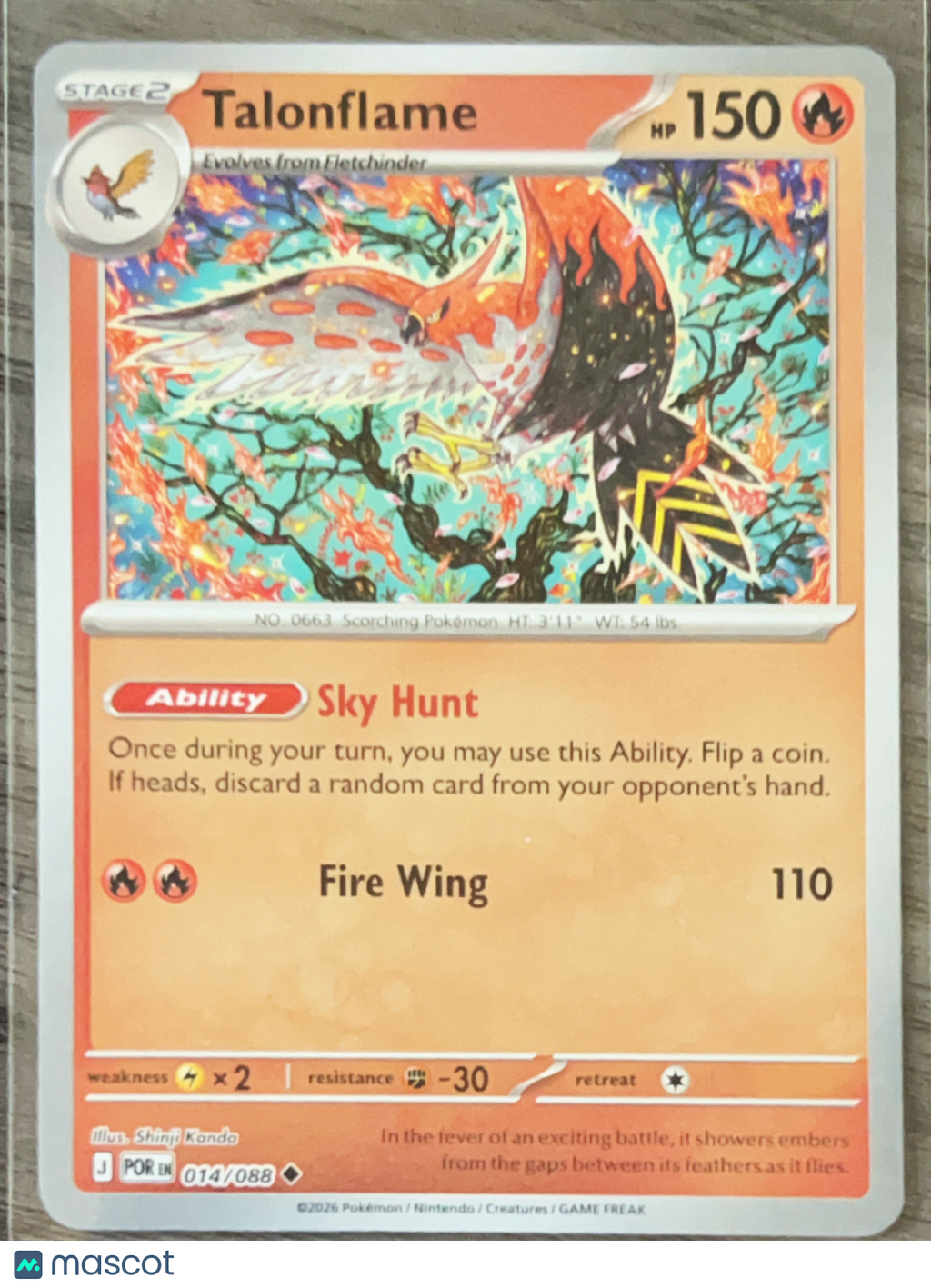 2026 Mega Evolution – Ascended Heroes Talonflame Holo Uncommon AR #14/88