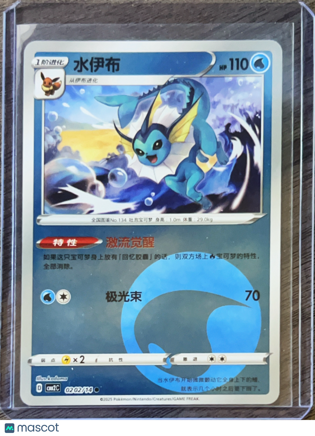 2025 CSB2C Vaporeon Secret Rare Simplified Chinese #0202/14