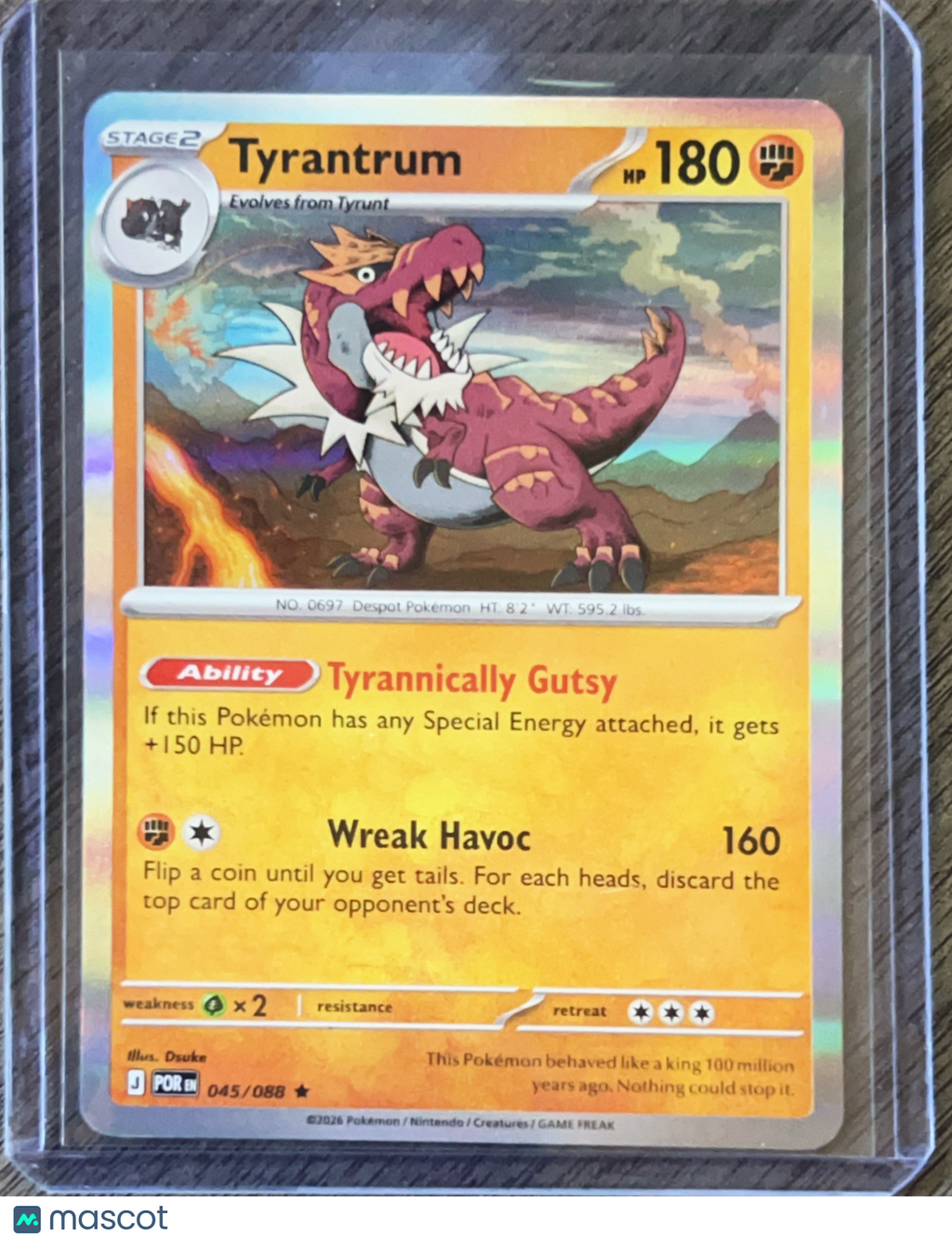 2026 Mega Evolution – Ascended Heroes Tyrantrum Reverse Holo Rare #45/88