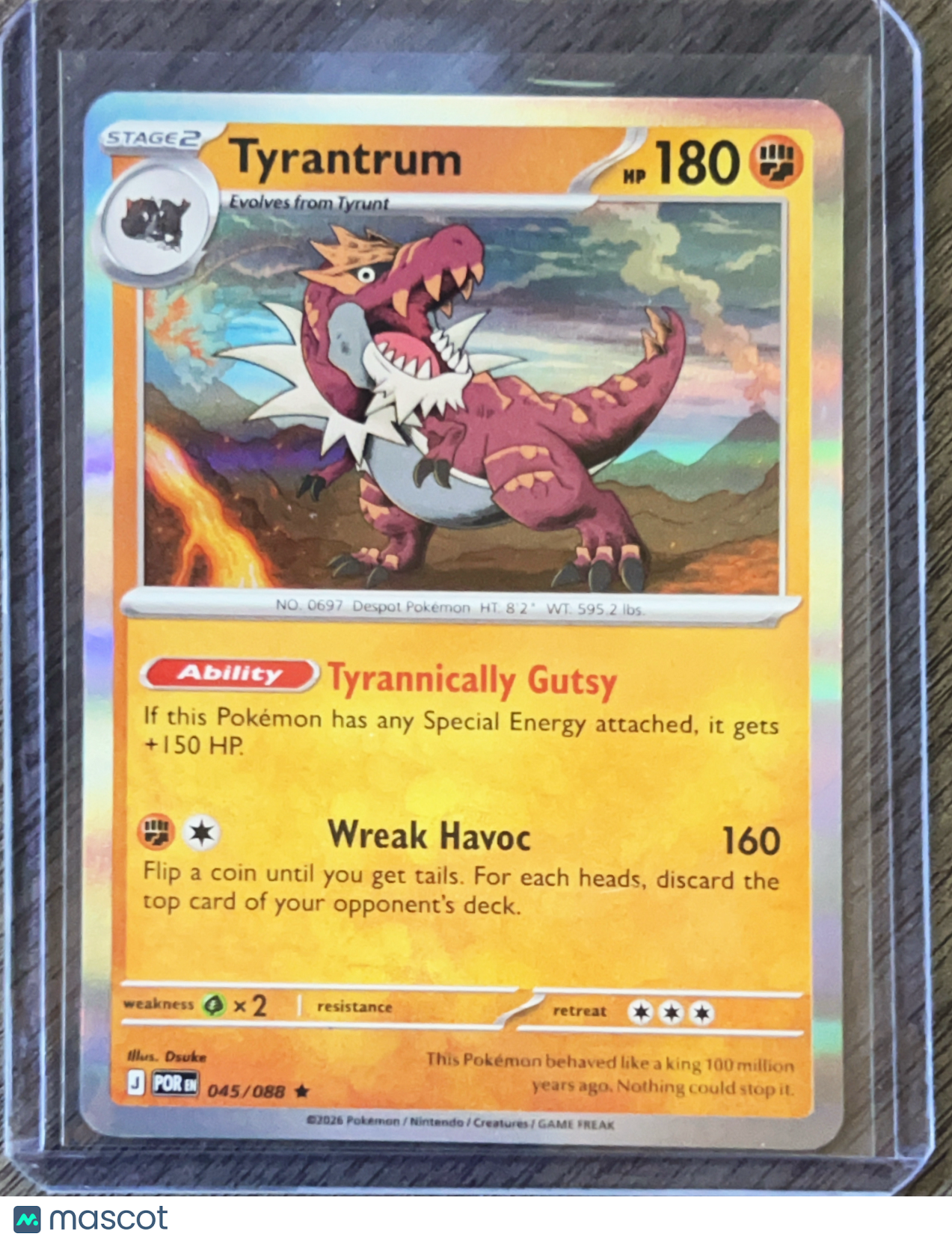 2026 Mega Evolution – Ascended Heroes Tyrantrum Reverse Holo Rare #45/88