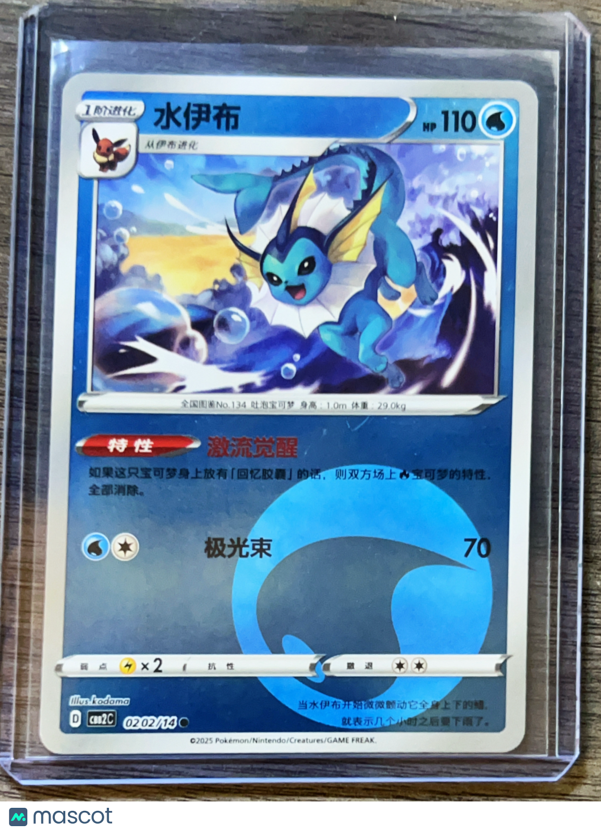 2025 CSB2C Vaporeon Secret Rare Simplified Chinese #0202/14