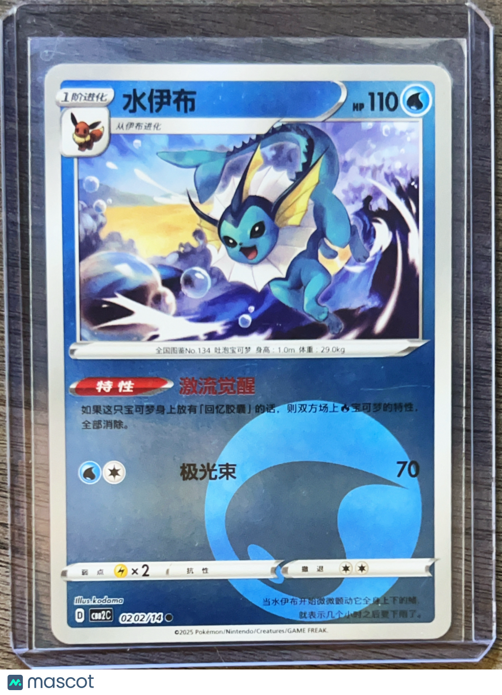 2025 CSB2C Vaporeon Secret Rare Simplified Chinese #0202/14