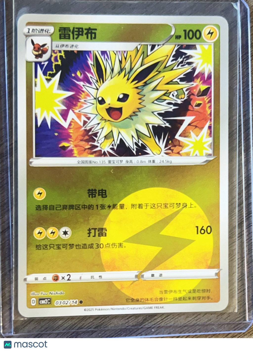2025 CSB2C Jolteon Secret Rare Simplified Chinese #302/140