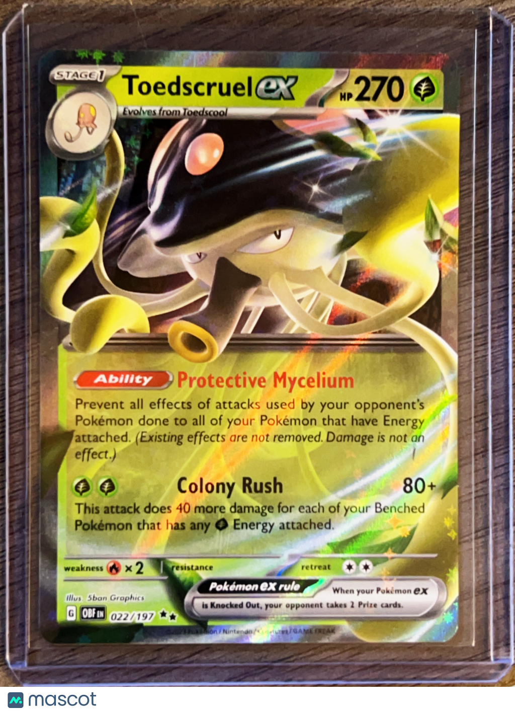 2023 Obsidian Flames Toedscruel EX Holo Double Rare RR #22/197