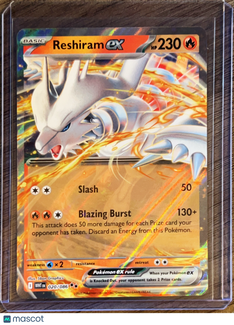 2025 Scarlet & Violet White Flare Reshiram EX Holo Double Rare RR #20/86