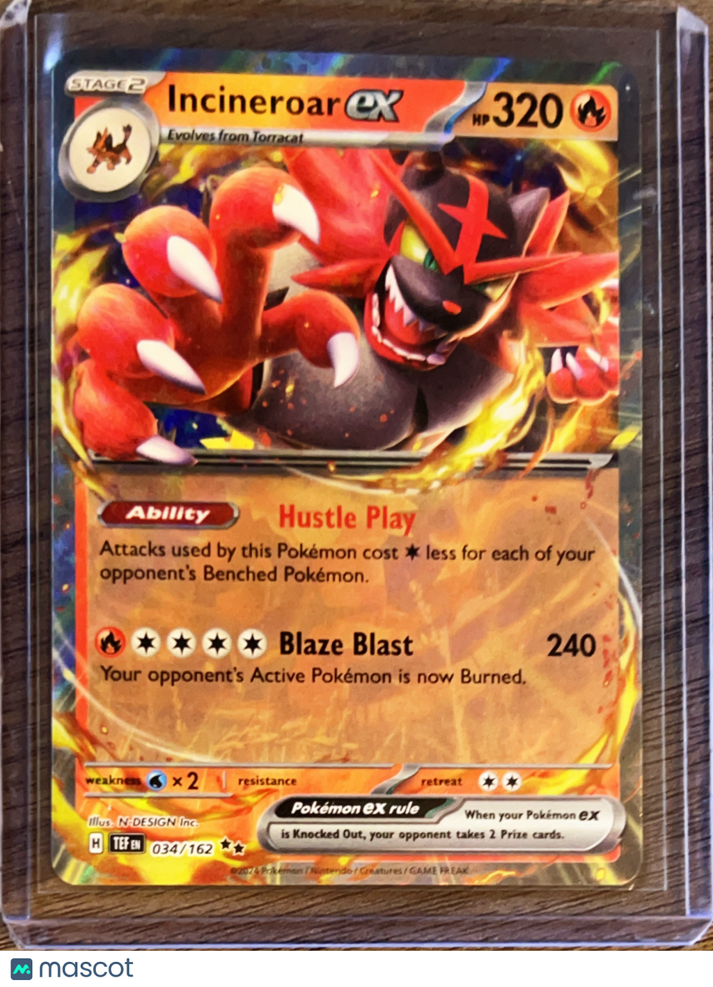 2024 Temporal Forces Incineroar EX Holo Double Rare RR #34/162