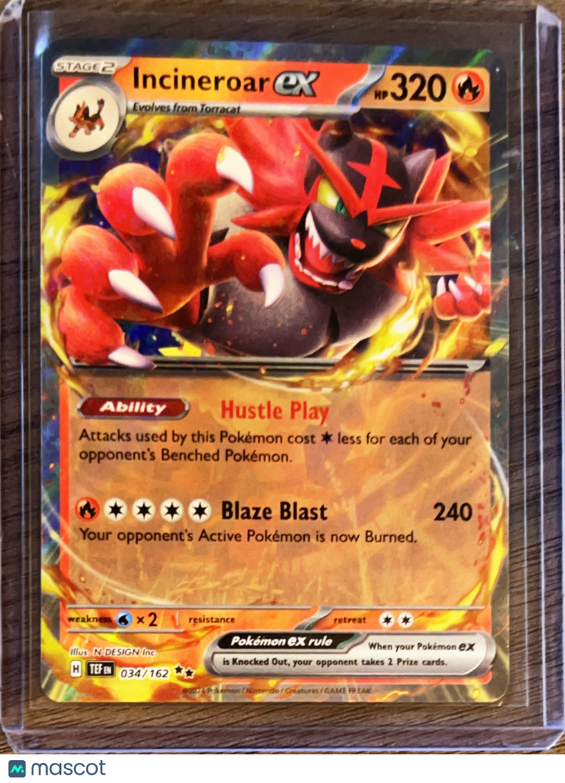 2024 Temporal Forces Incineroar EX Holo Double Rare RR #34/162