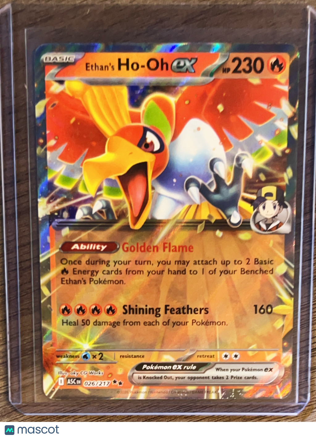 2026 Mega Evolution – Ascended Heroes Ethan's Ho-Oh EX Holo Double Rare #26/217