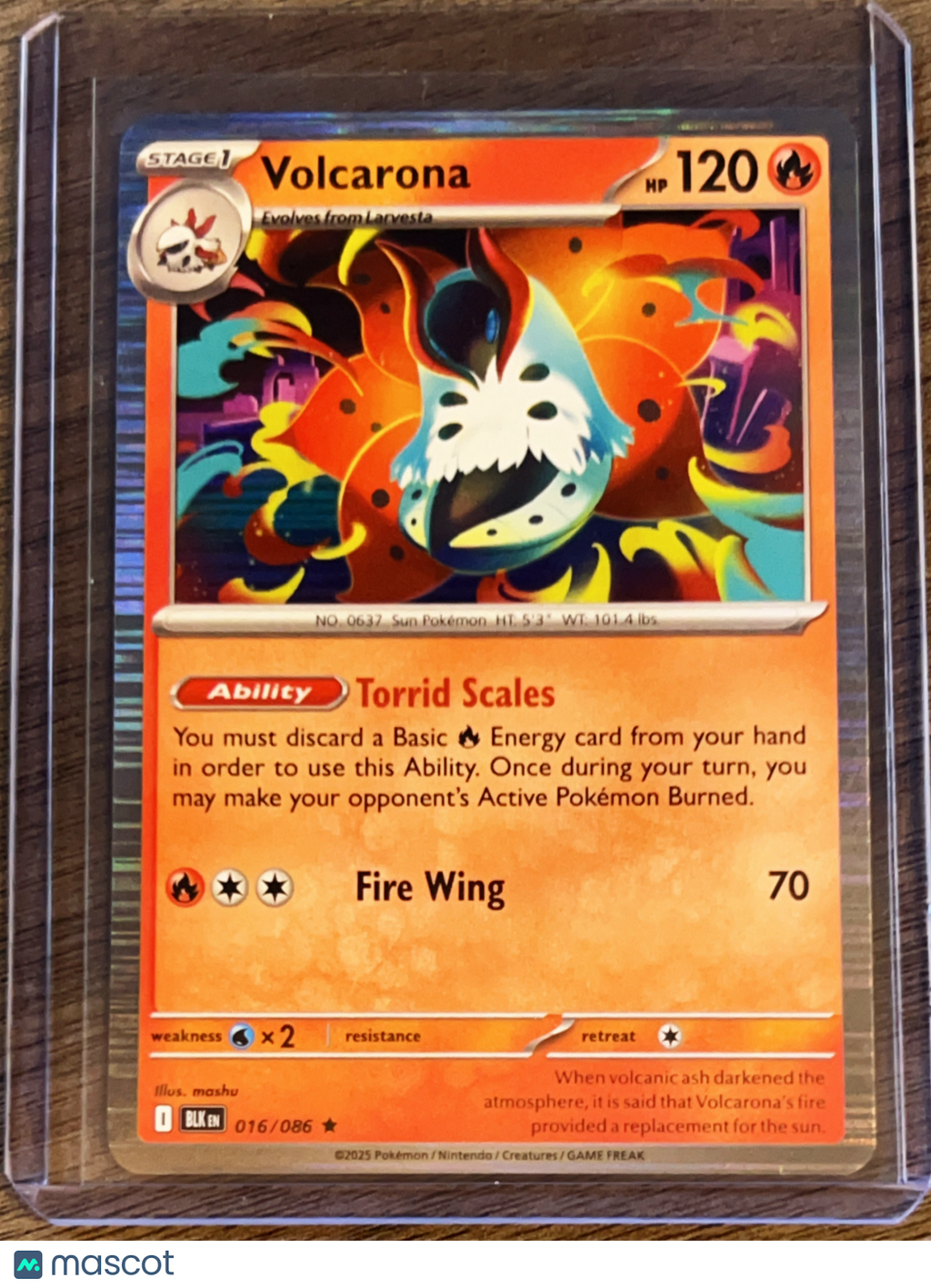 2025 Black Bolt Volcarona Holo Rare #16/86