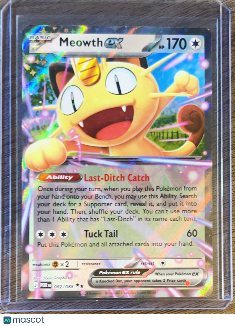 2025 Mega Evolutions Perfect Order Meowth EX Holo Double Rare RR #62/88