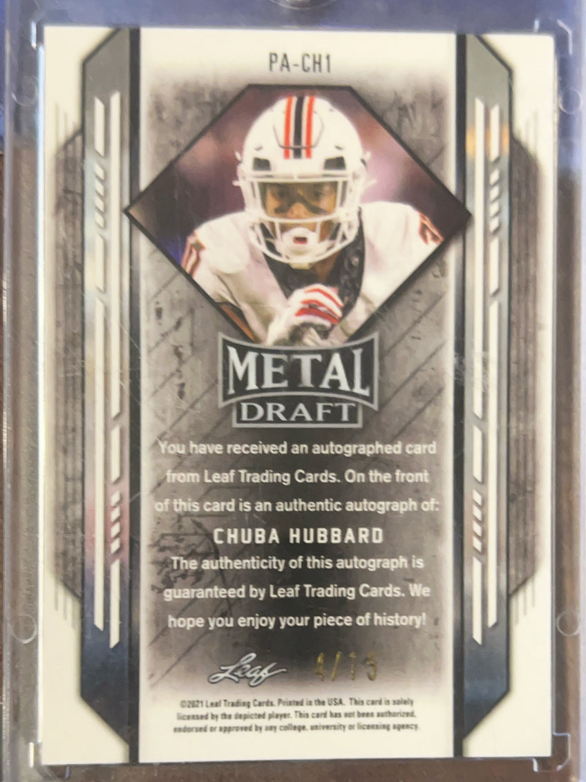 2021 Leaf Metal Draft Chuba Hubbard #PA-CH1 Silver Crystal /13