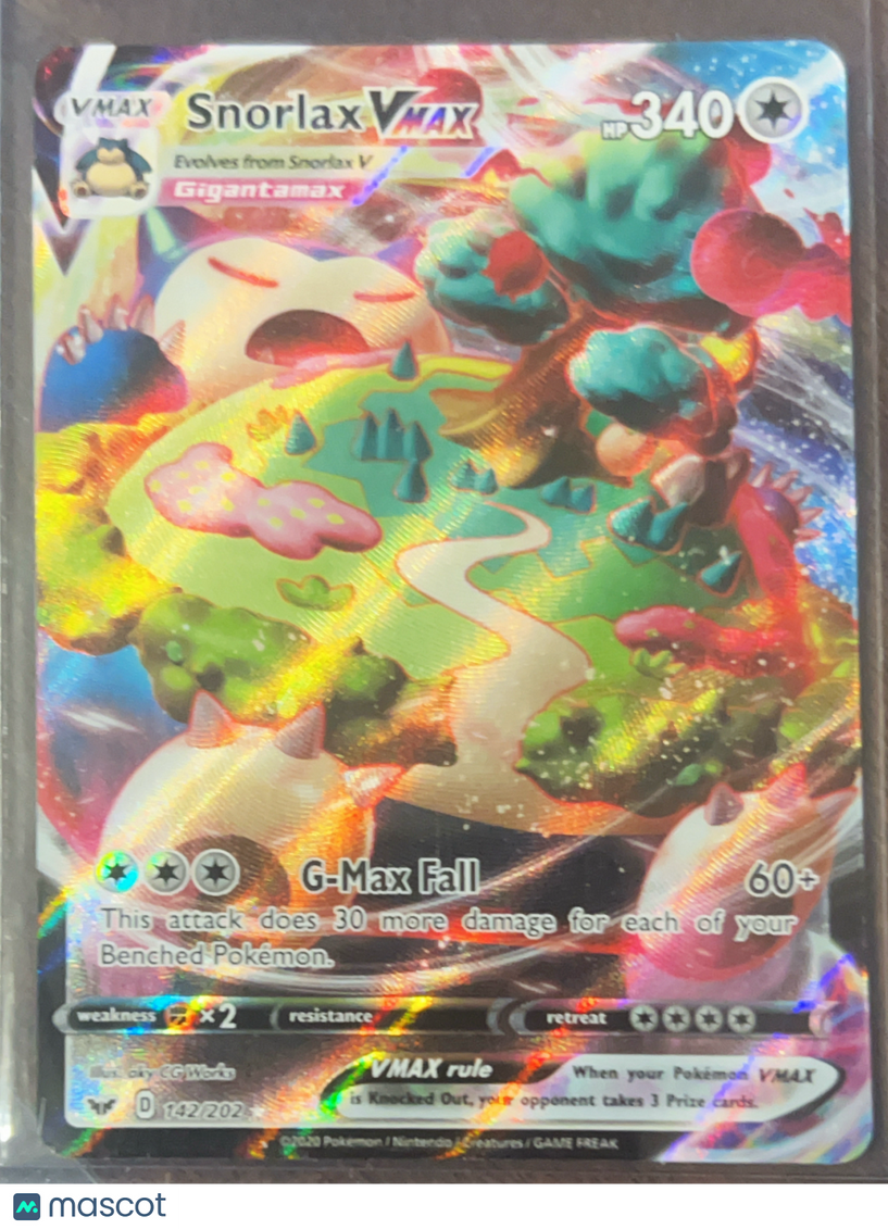 2020 Sword & Shield Snorlax VMAX Holo Ultra Rare #142/202