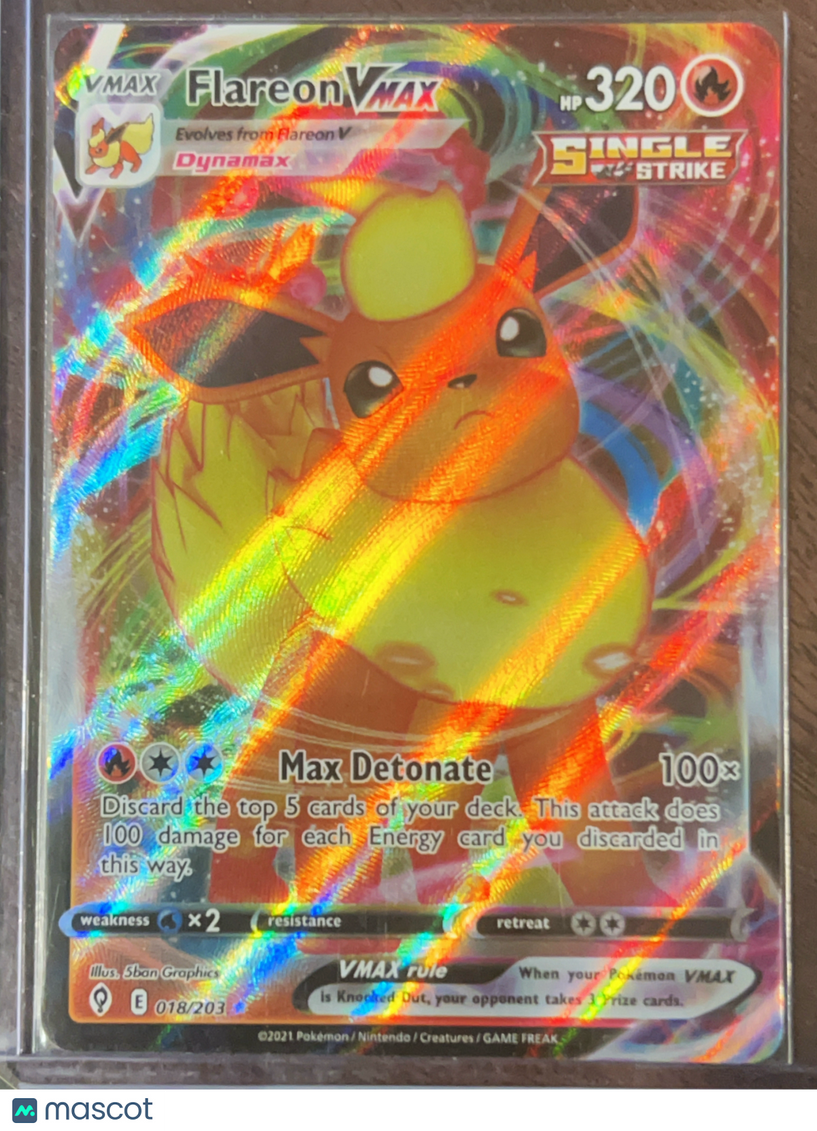 2021 Evolving Skies Flareon VMAX Holo Ultra Rare #18/203