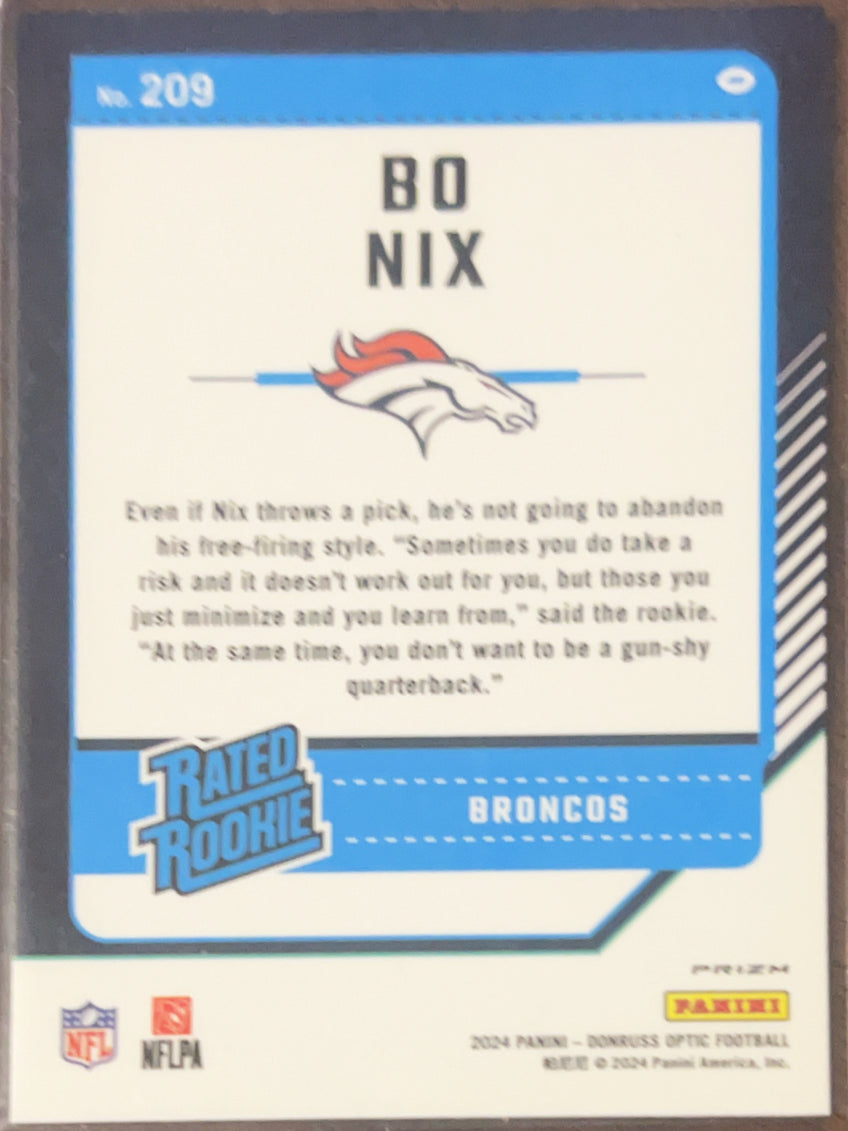 2024 Panini Donruss Optic Bo Nix #209 Green Velocity