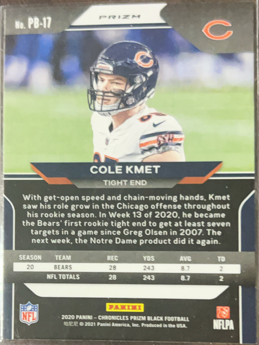 2021 Panini Chronicles Prizm Black Cole Kmet #PB-17 Silver RC