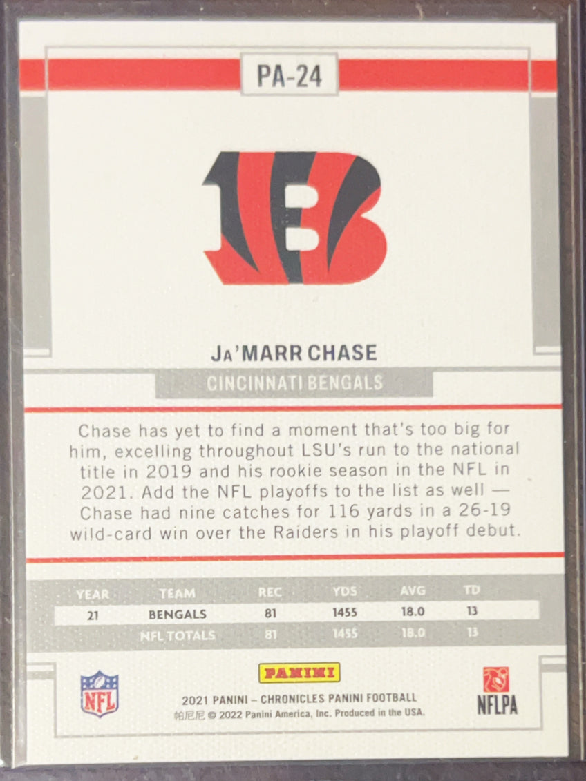 2022 Panini Chronicles Panini Football Ja'Marr Chase #PA-24 RC