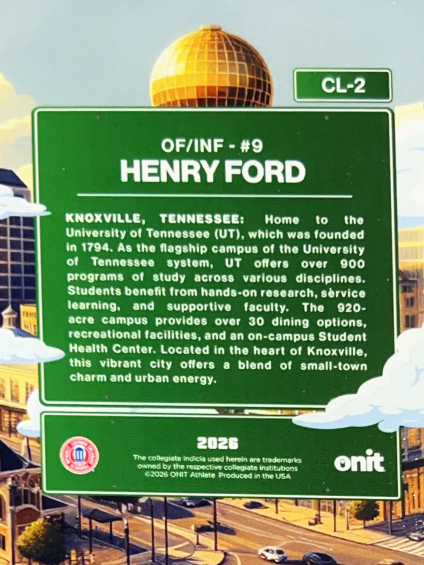 2026 ONIT Athlete Tennessee Baseball Henry Ford #CL-2