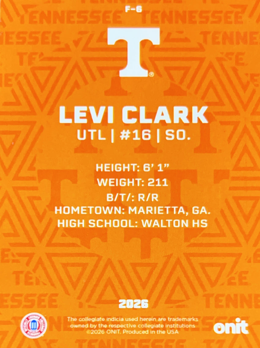 2026 ONIT Tennessee Baseball Levi Clark #F-6