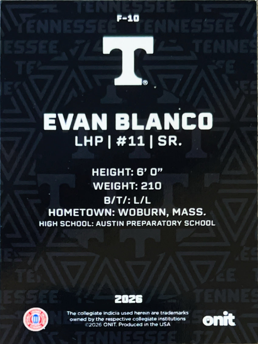 2026 ONIT Tennessee Baseball Evan Blanco #F-10