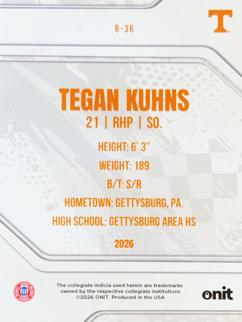 2026 ONIT Tennessee Baseball Tegan Kuhns #B-36 Purple Shimmer