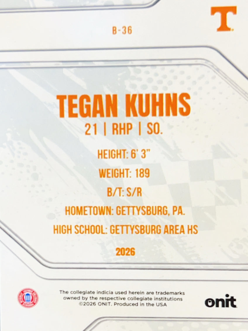 2026 ONIT Tennessee Baseball Tegan Kuhns #B-36