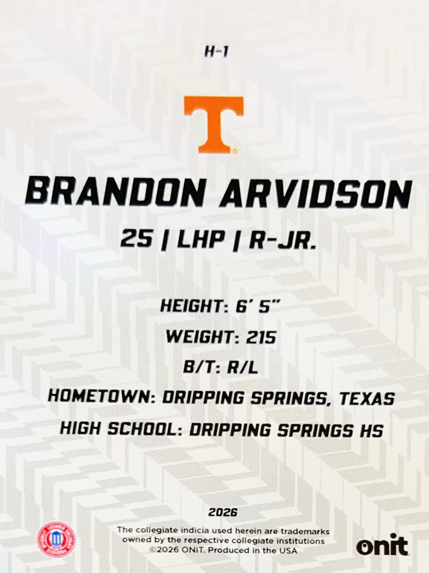 2026 ONIT Hype Brandon Arvidson #H-1 Orange Prism