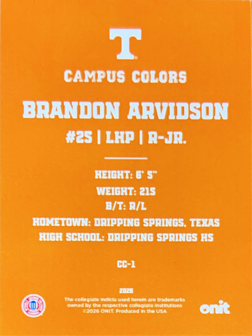 2026 ONIT Campus Colors Brandon Arvidson #CC-1