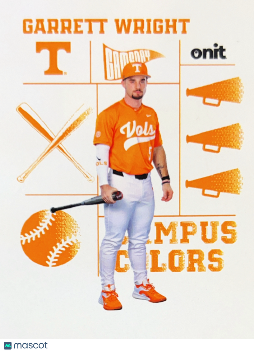 2026 ONIT Tennessee Baseball Campus Colors Garrett Wright #CC-10
