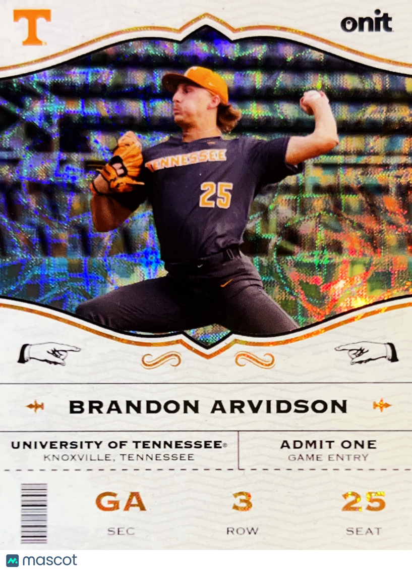 2026 ONIT Tennessee Baseball Brandon Arvidson #GA-1 Holographic