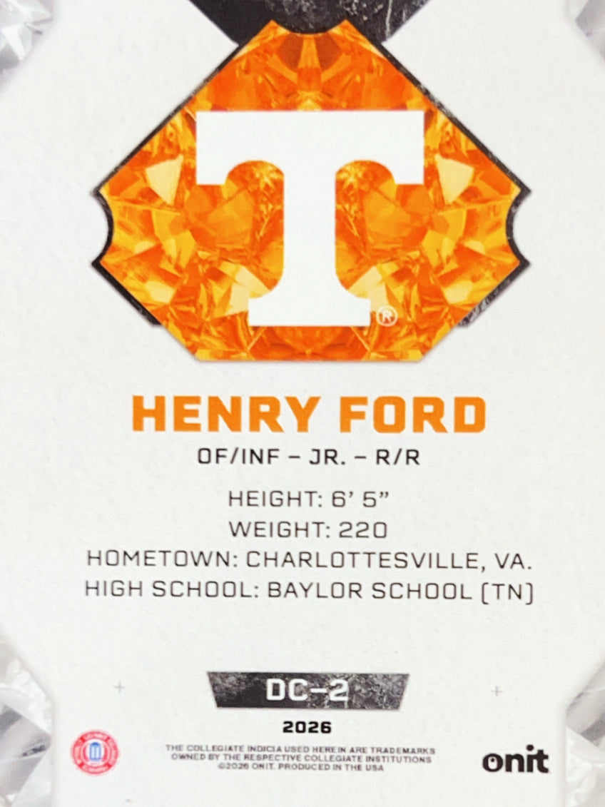 2026 Onit Tennessee Volunteers Diamond Cut Henry Ford #DC-2 Orange Cracked Ice